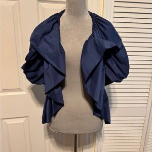 Tracy M. Navy Blue Short Sleeve Shrug Jacket